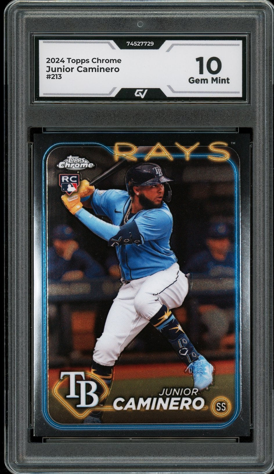 2024 Topps Chrome #213 Junior Caminero Rookie Card RC Graded 10 Gem Mint - Front