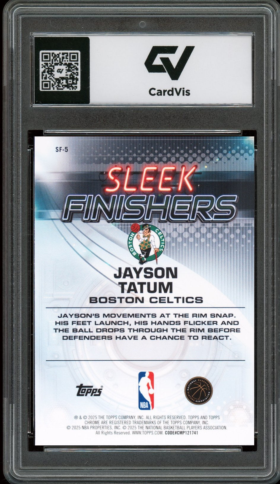 2025 Topps Chrome #SF-5 Jayson Tatum Sleek Finishers Graded 10 Gem Mint - Back