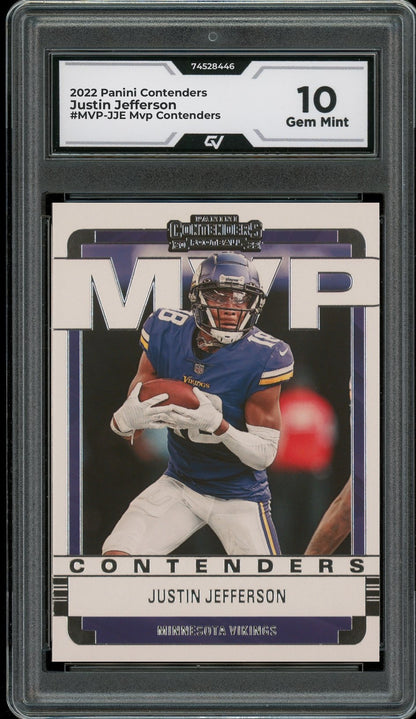2022 Panini Contenders #MVP-JJE Justin Jefferson Mvp Contenders Graded 10 Gem Mint - Front
