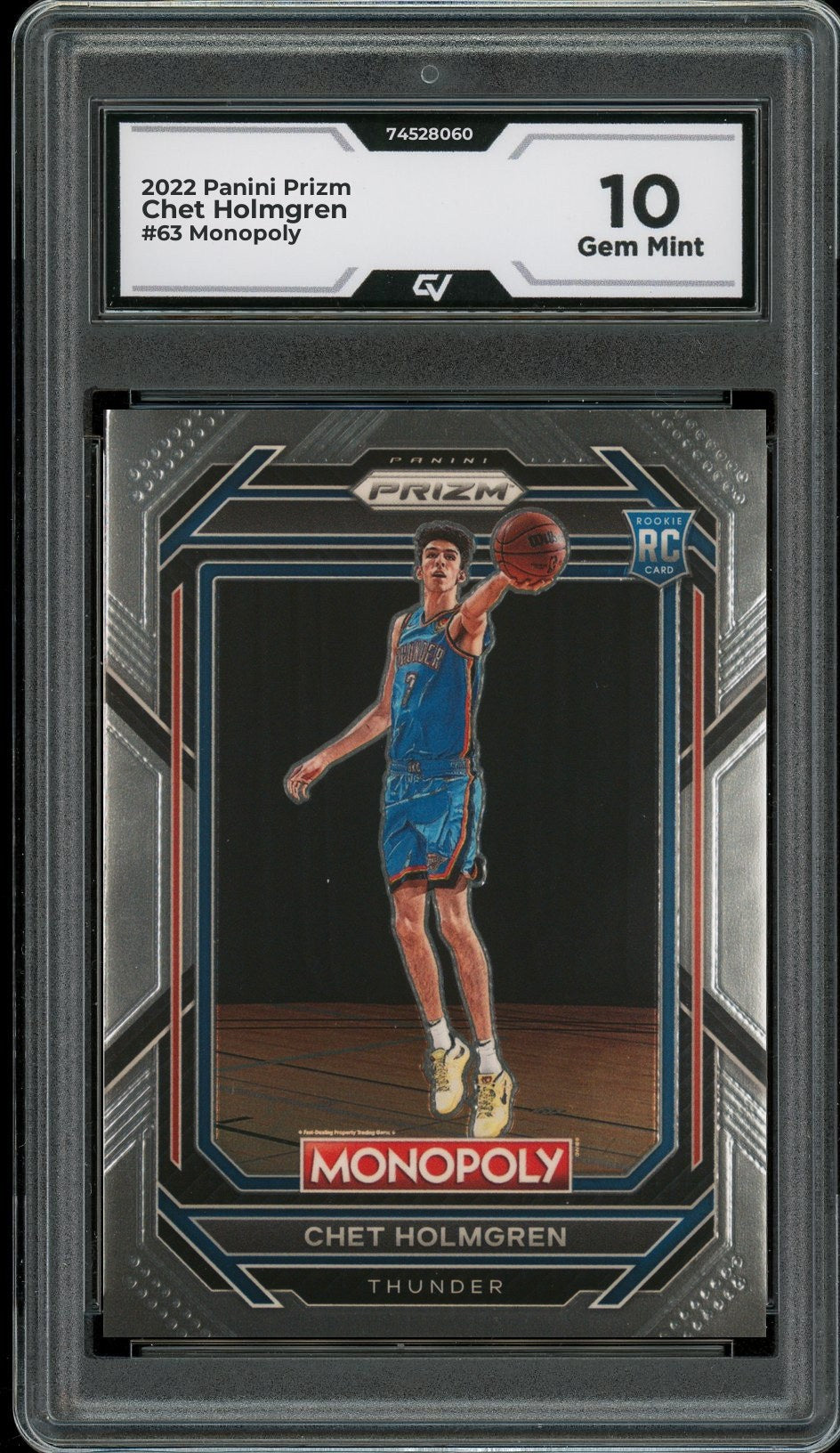 2022 Panini Prizm #63 Chet Holmgren Monopoly Rookie Card RC Graded 10 Gem Mint - Front