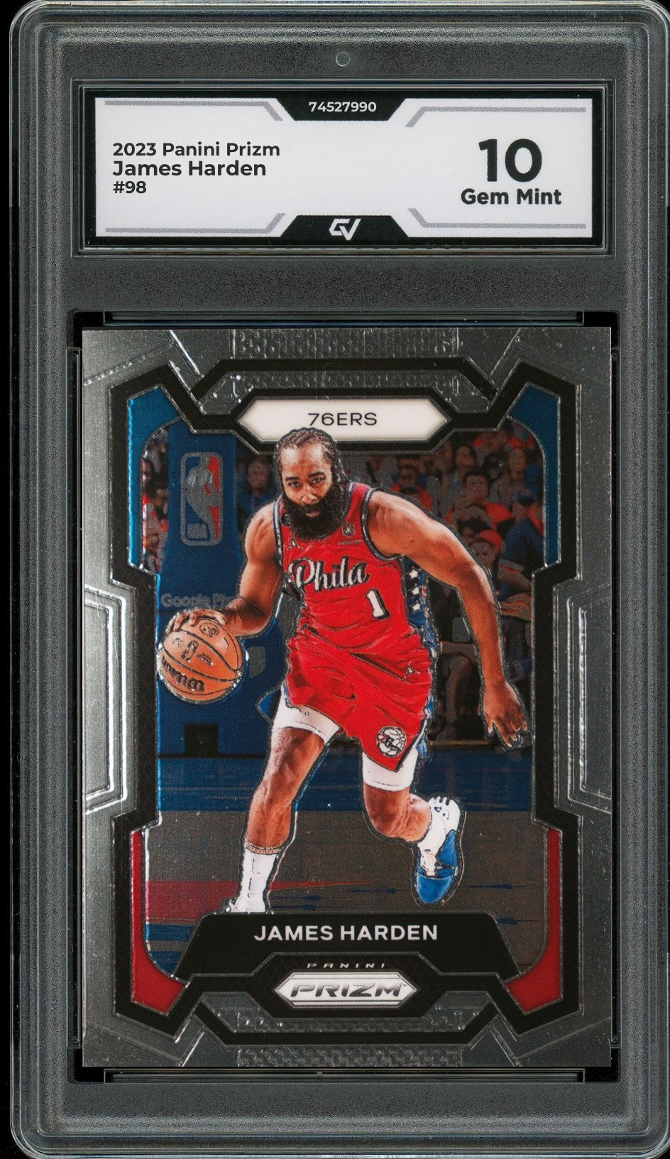 2023 Panini Prizm #98 James Harden Graded 10 Gem Mint - Front