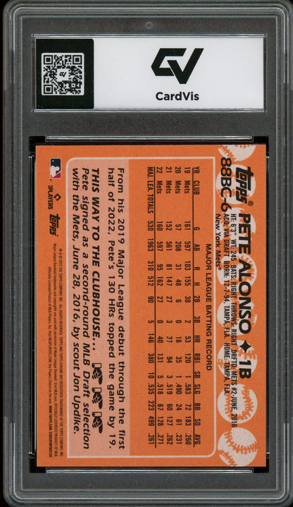 2023 Topps Chrome #86BC-6 Pete Alonso 1988 Topps Baseball Graded 10 Gem Mint - Back
