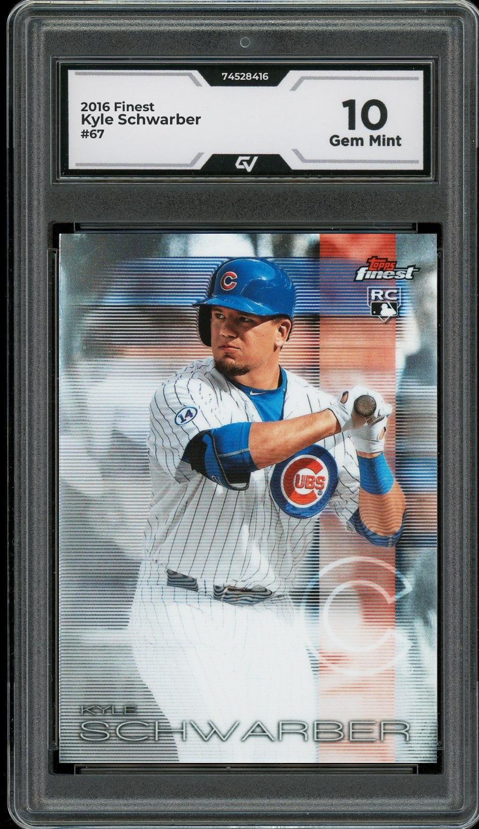 2016 Finest #67 Kyle Schwarber Rookie Card RC Graded 10 Gem Mint - Front