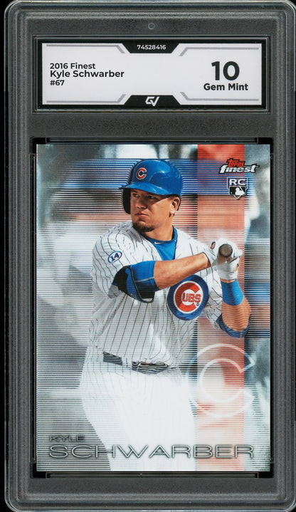 2016 Finest #67 Kyle Schwarber Rookie Card RC Graded 10 Gem Mint - Front