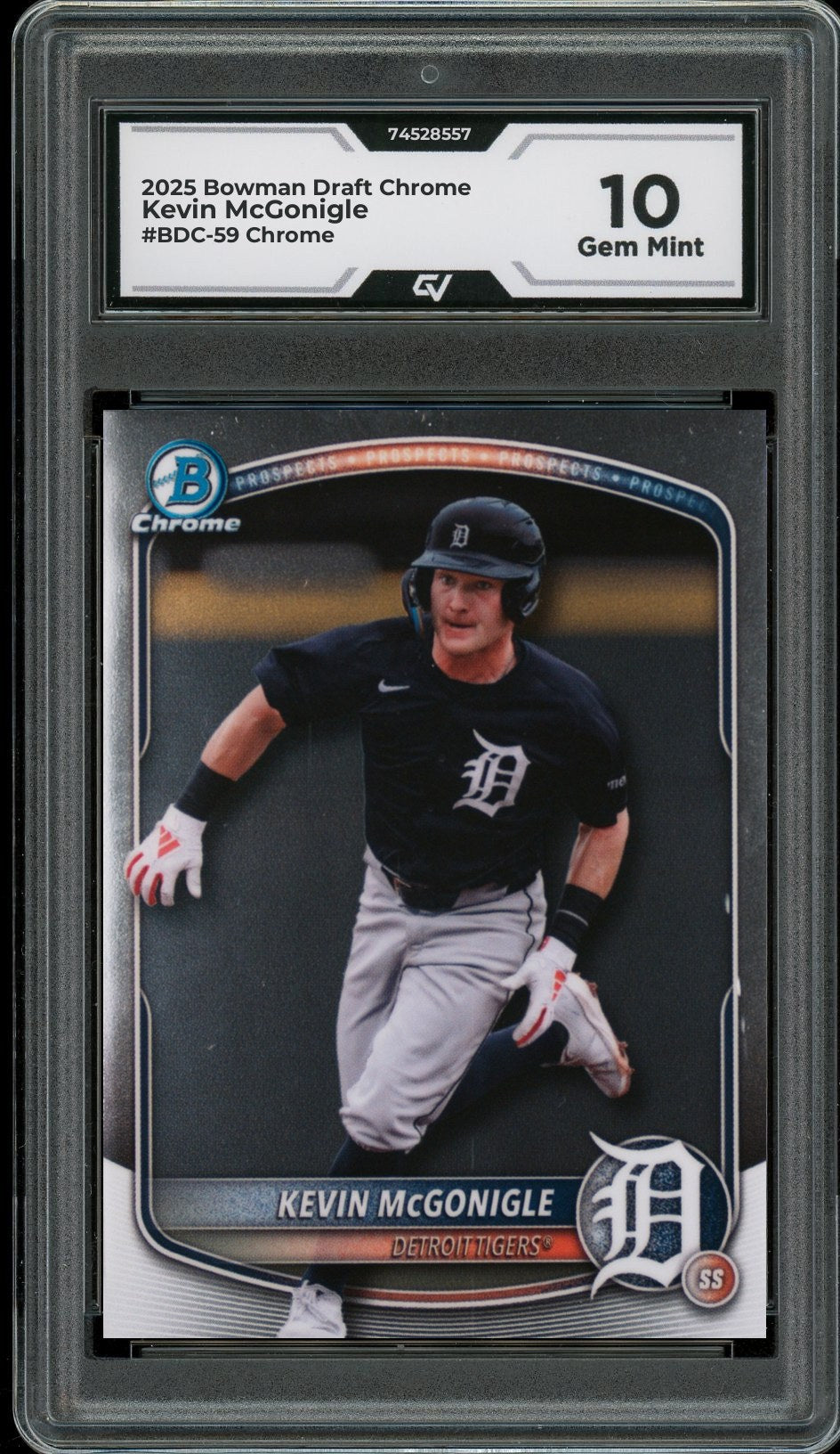 2025 Bowman Draft Chrome #BDC-59 Kevin McGonigle Chrome Graded 10 Gem Mint - Front