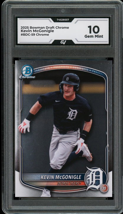 2025 Bowman Draft Chrome #BDC-59 Kevin McGonigle Chrome Graded 10 Gem Mint - Front