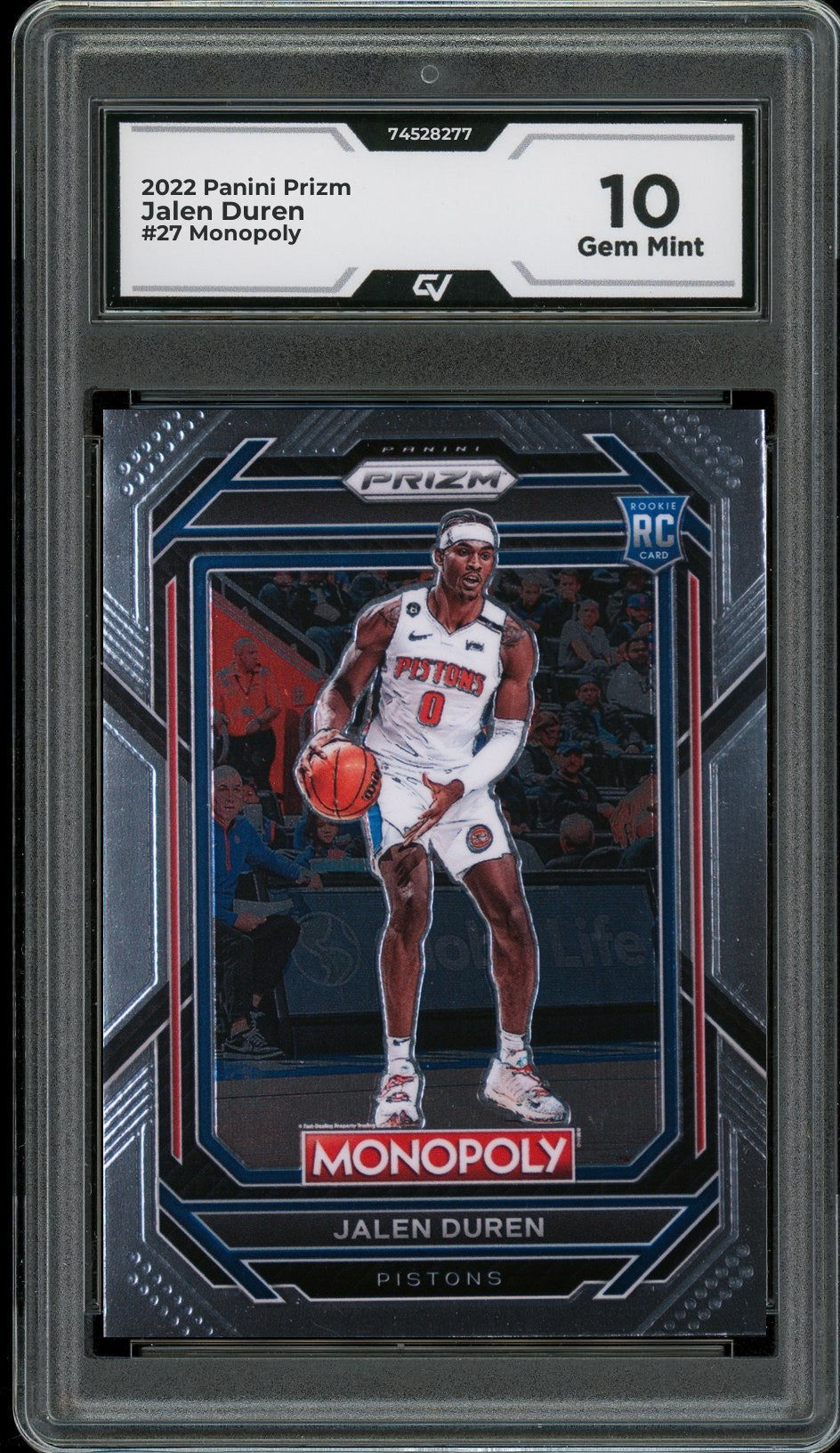 2022 Panini Prizm #27 Jalen Duren Monopoly Rookie Card RC Graded 10 Gem Mint - Front