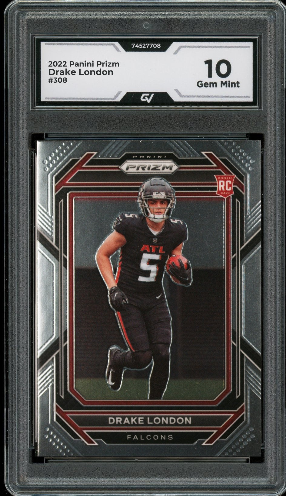 2022 Panini Prizm #308 Drake London Rookie Card RC Graded 10 Gem Mint - Front