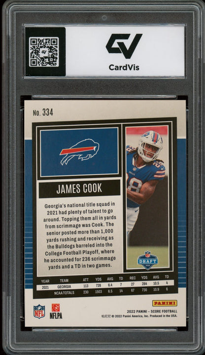 2022 Panini Score #334 James Cook Rookie Card RC Graded 10 Gem Mint - Back