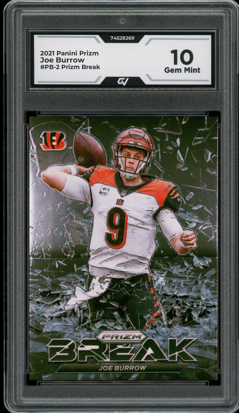 2021 Panini Prizm #PB-2 Joe Burrow Prizm Break Graded 10 Gem Mint - Front