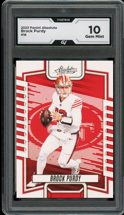 2023 Panini Absolute #18 Brock Purdy Graded 10 Gem Mint - Front