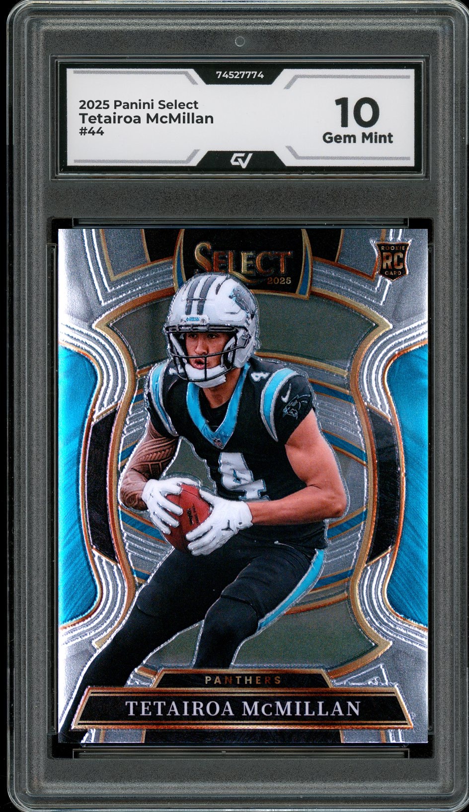 2025 Panini Select #44 Tetairoa McMillan Rookie Card RC Graded 10 Gem Mint - Front