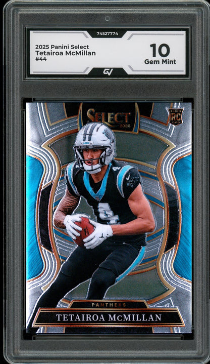 2025 Panini Select #44 Tetairoa McMillan Rookie Card RC Graded 10 Gem Mint - Front