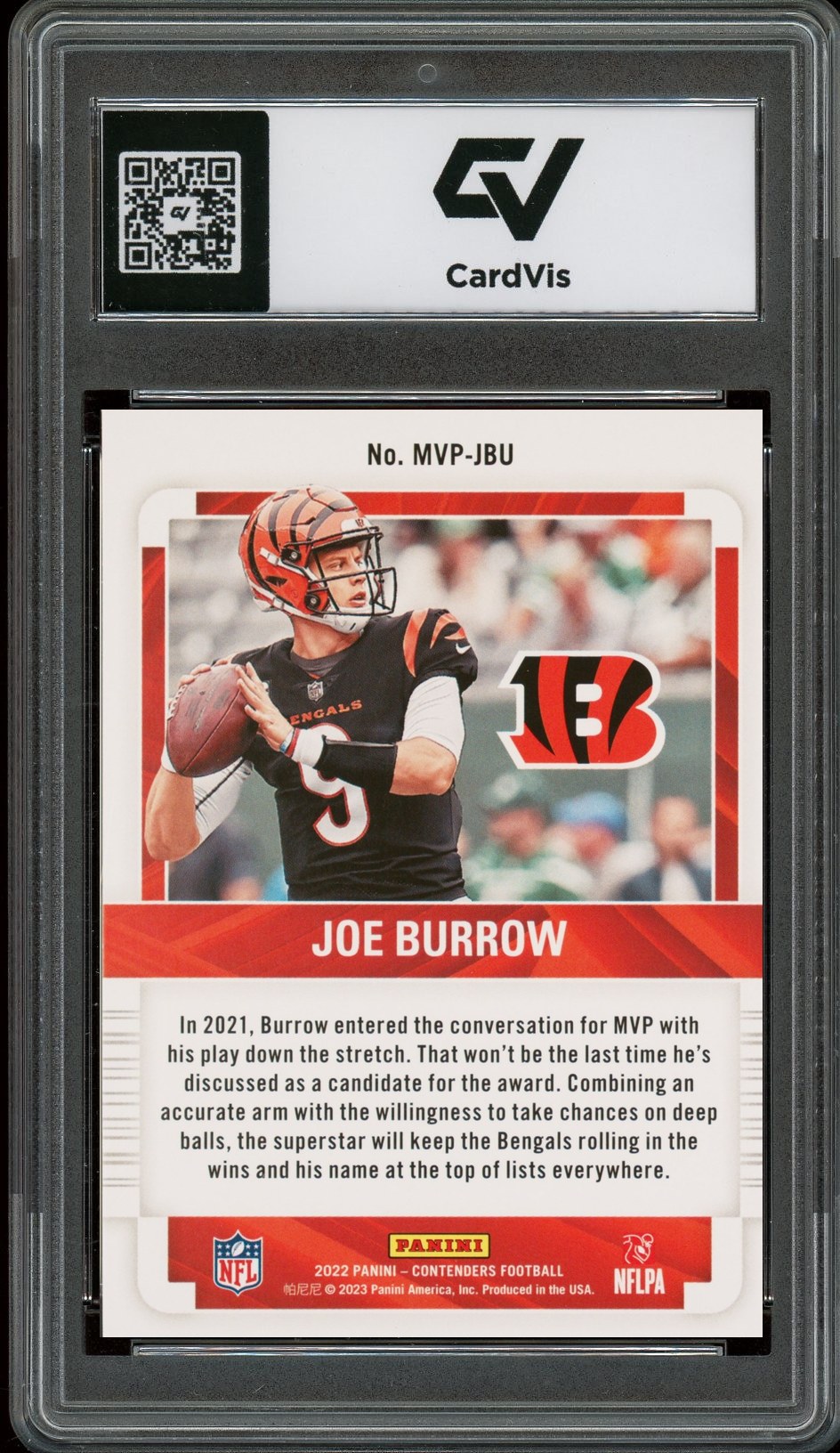 2022 Panini Contenders #MVP-JBU Joe Burrow MVP Graded 10 Gem Mint - Back