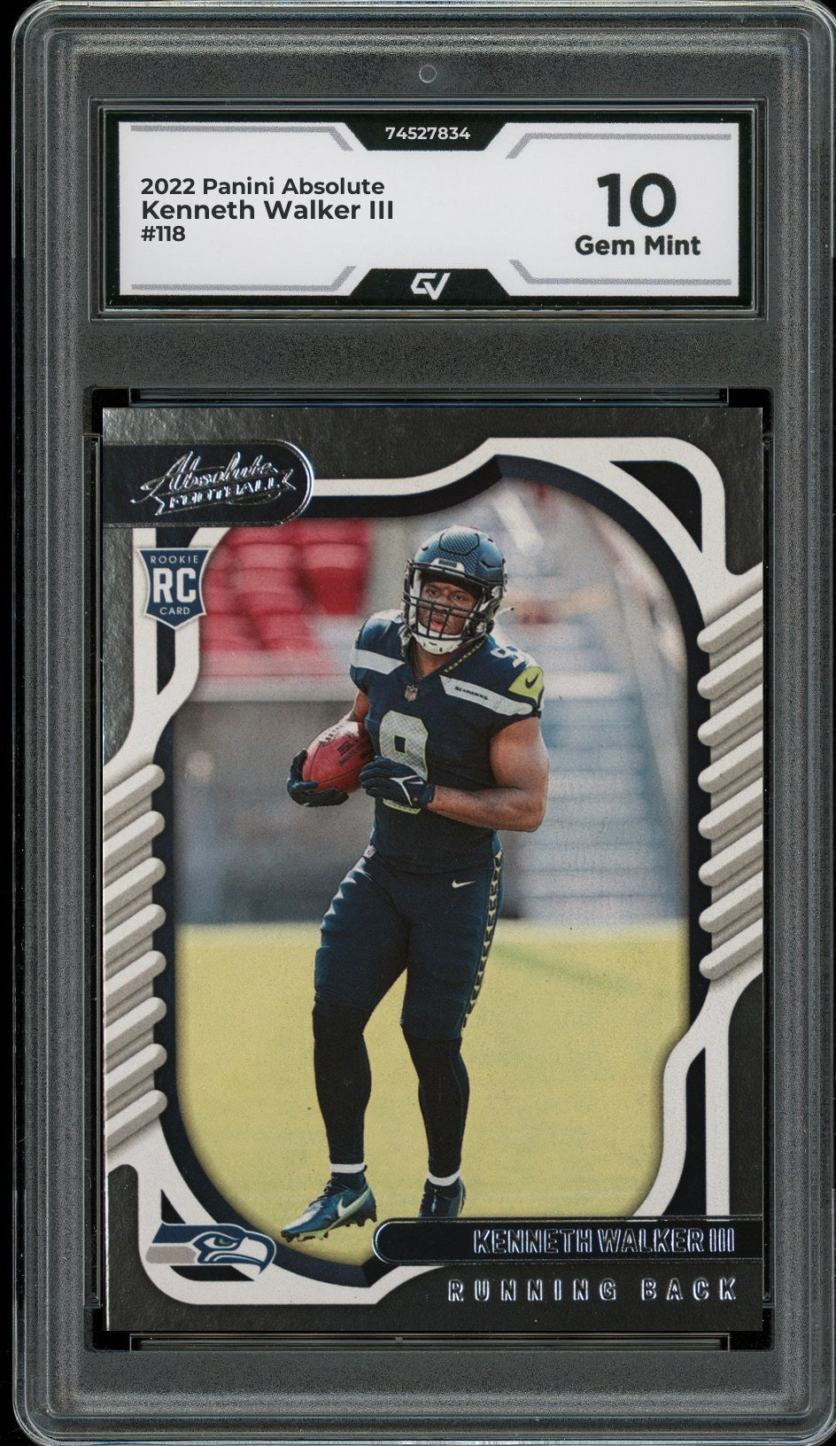 2022 Panini Absolute #118 Kenneth Walker III Rookie Card RC Graded 10 Gem Mint - Front
