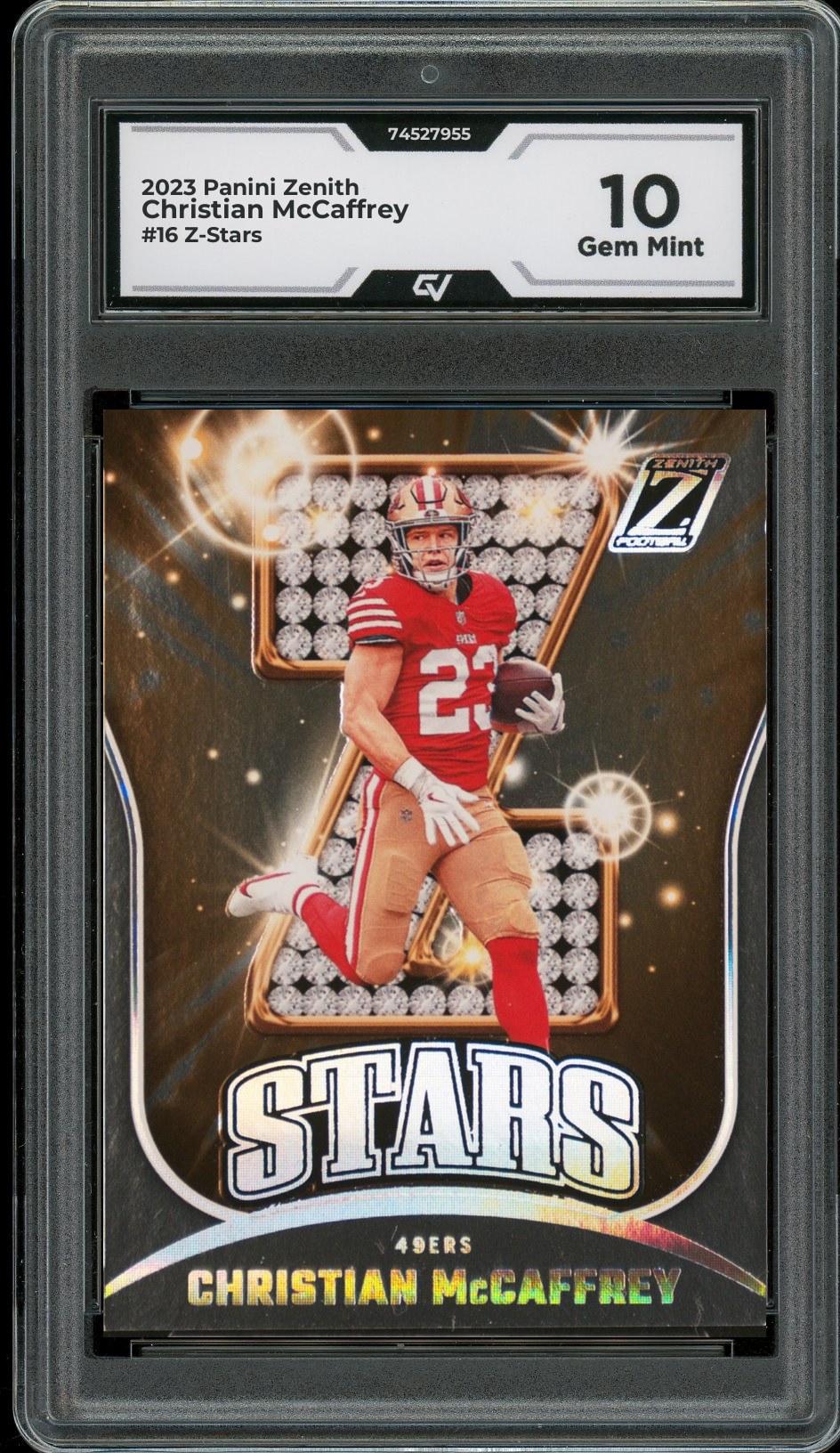 2023 Panini Zenith #16 Christian McCaffrey Z-Stars Graded 10 Gem Mint - Front