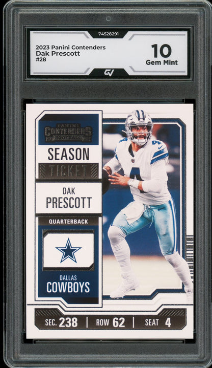 2023 Panini Contenders #28 Dak Prescott Graded 10 Gem Mint - Front