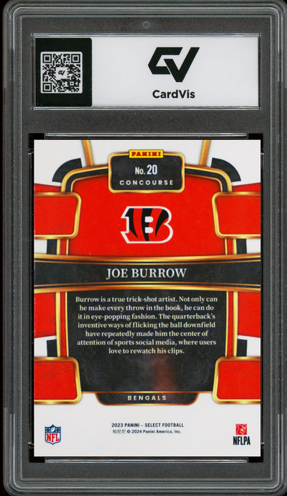 2023 Panini Select #20 Joe Burrow Graded 10 Gem Mint - Back