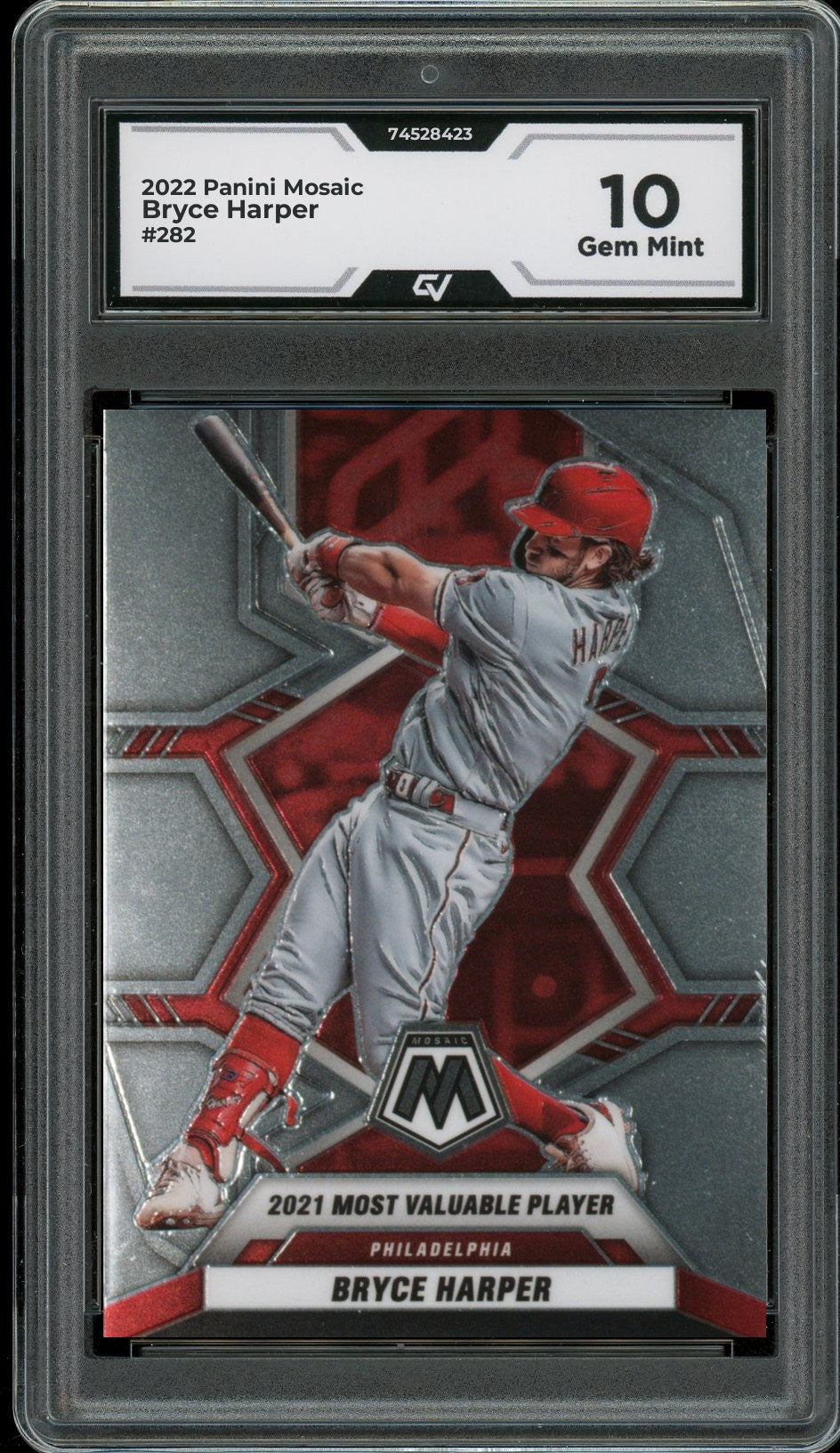 2022 Panini Mosaic #282 Bryce Harper Graded 10 Gem Mint - Front