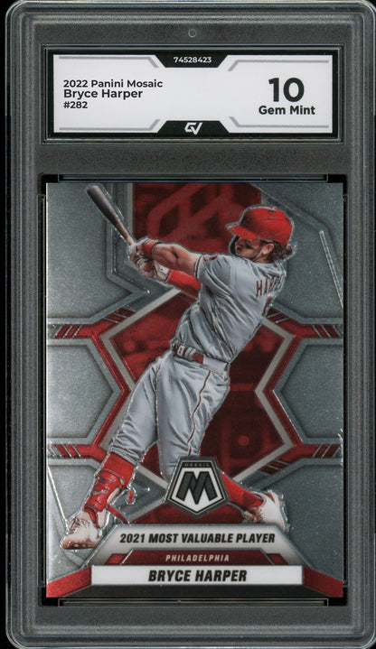 2022 Panini Mosaic #282 Bryce Harper Graded 10 Gem Mint - Front