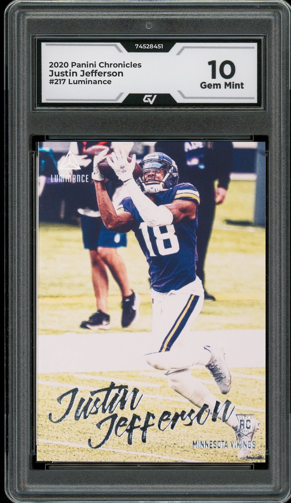 2020 Panini Chronicles #217 Justin Jefferson Luminance Rookie Card RC Graded 10 Gem Mint - Front