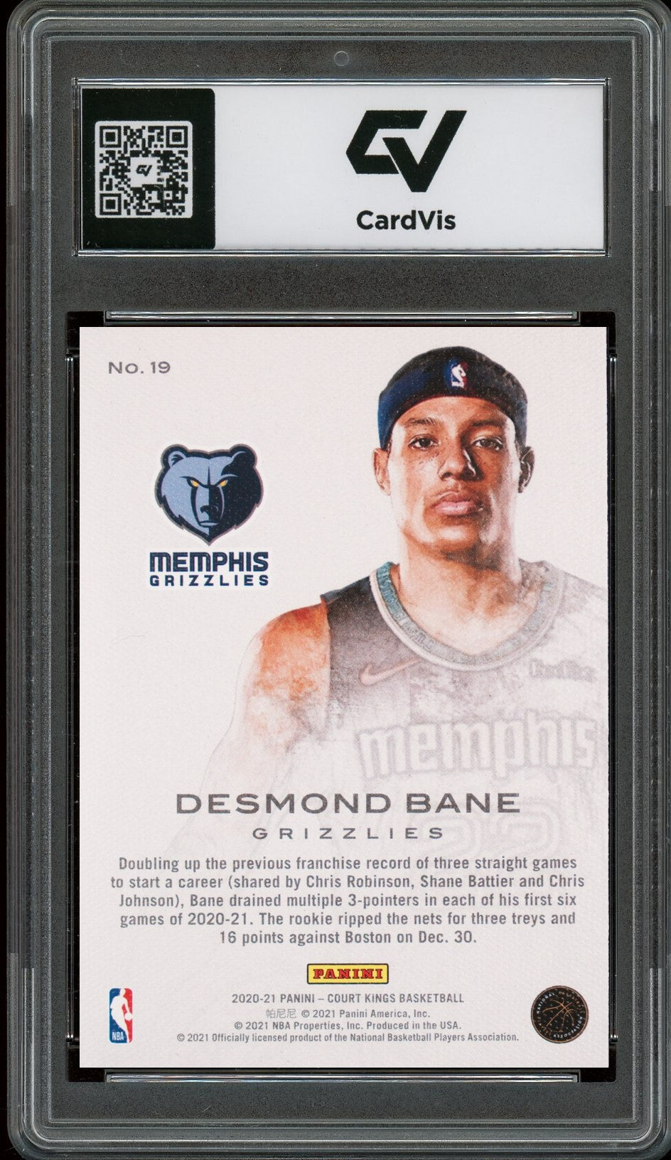 2020 Panini Court Kings #19 Desmond Bane Works In Progress Rookie Card RC Graded 10 Gem Mint - Back