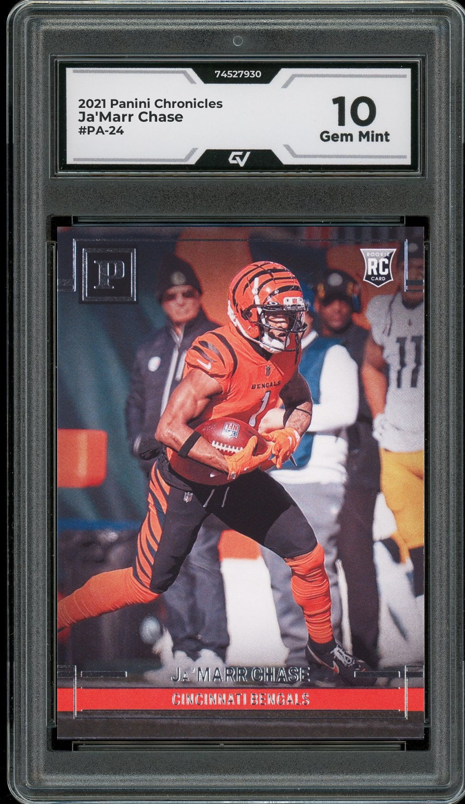 2021 Panini Chronicles #PA-24 Ja'Marr Chase Rookie Card RC Graded 10 Gem Mint - Front