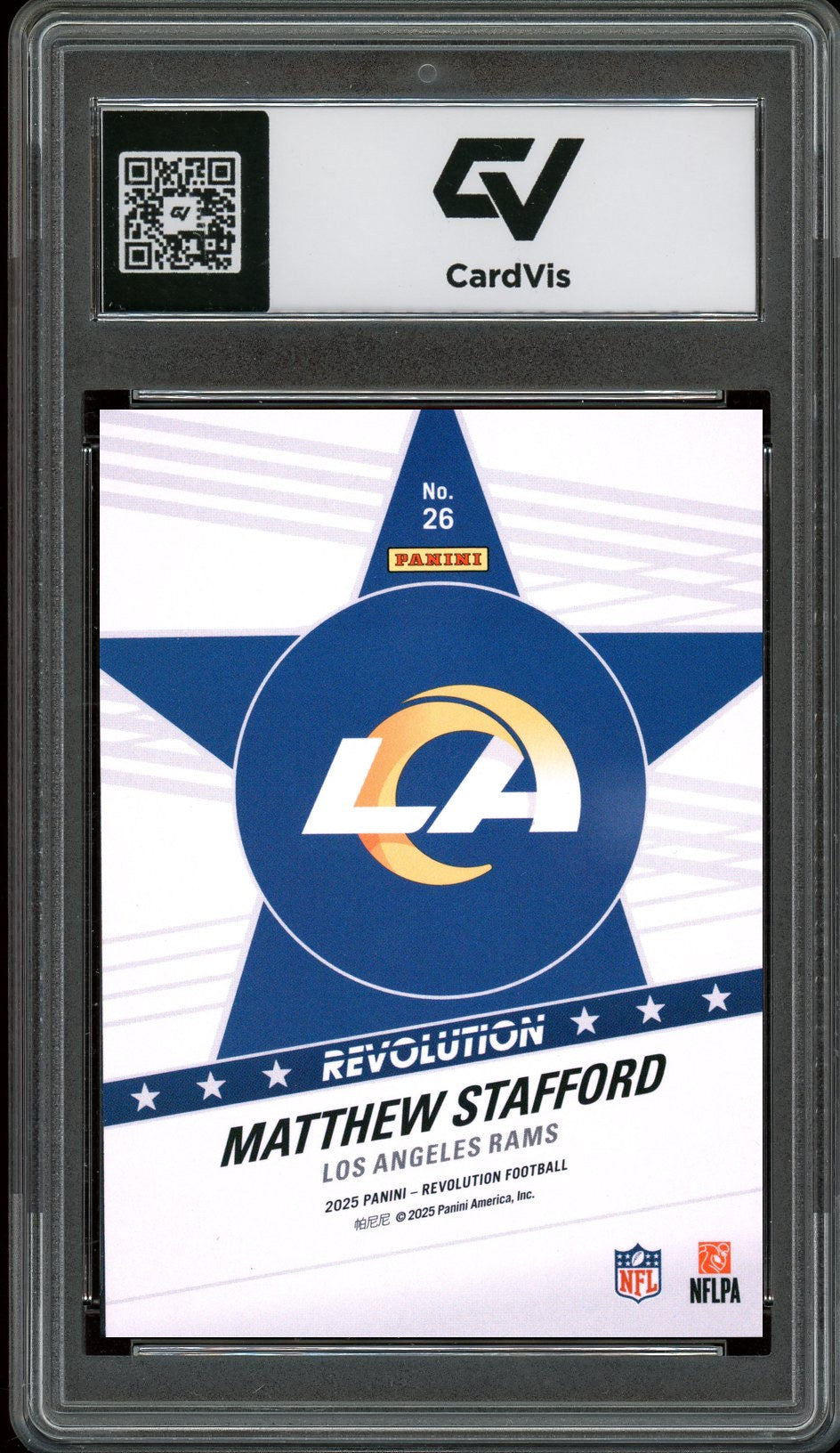 2025 Panini Revolution #26 Matthew Stafford Star Factor Graded 10 Gem Mint - Back
