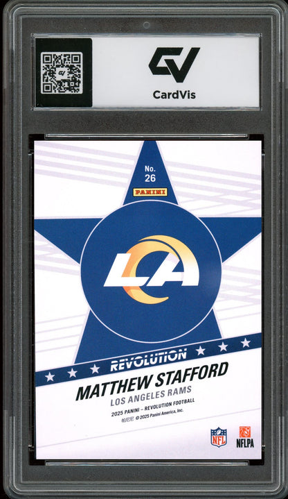 2025 Panini Revolution #26 Matthew Stafford Star Factor Graded 10 Gem Mint - Back