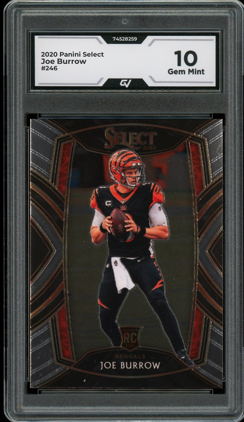 2020 Panini Select #246 Joe Burrow Rookie Card RC Graded 10 Gem Mint - Front