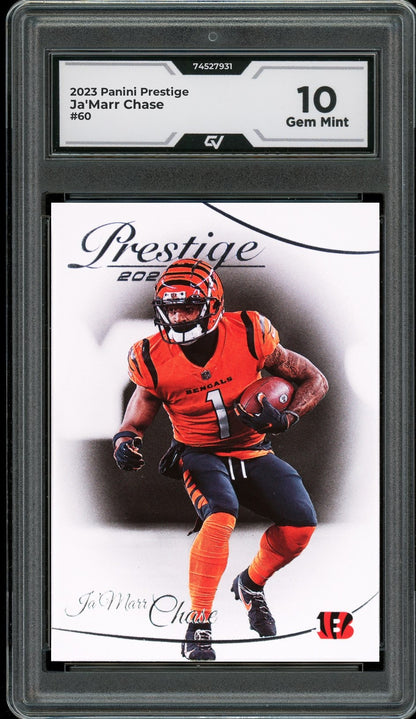 2023 Panini Prestige #60 Ja'Marr Chase Graded 10 Gem Mint - Front