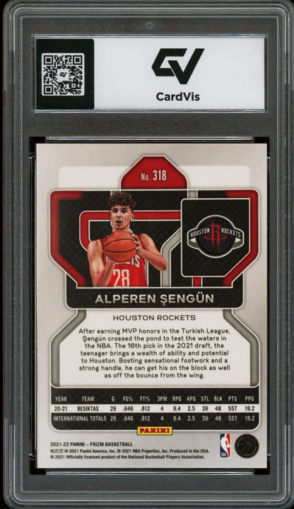2021 Panini Prizm #318 Alperen Sengun Rookie Card RC Graded 10 Gem Mint - Back