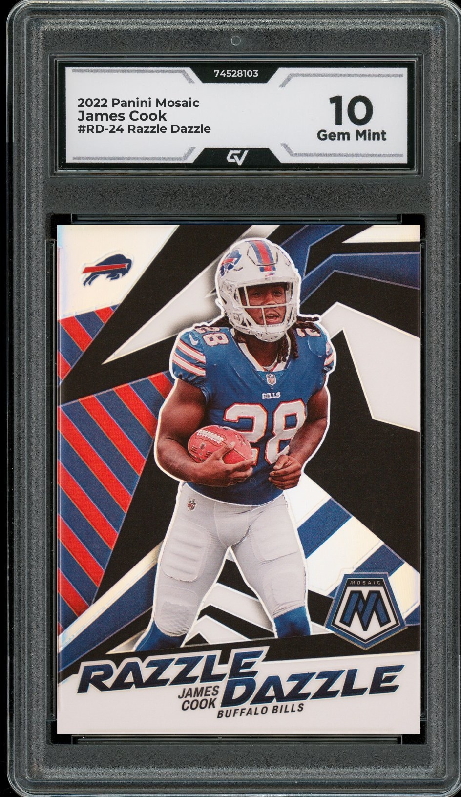 2022 Panini Mosaic #RD-24 James Cook Razzle Dazzle Rookie Card RC Graded 10 Gem Mint - Front