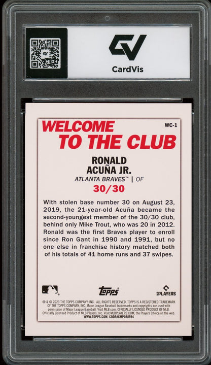 2023 Topps Welcome #WC-1 Ronald Acuna Jr. Welcome To The Club Graded 10 Gem Mint - Back
