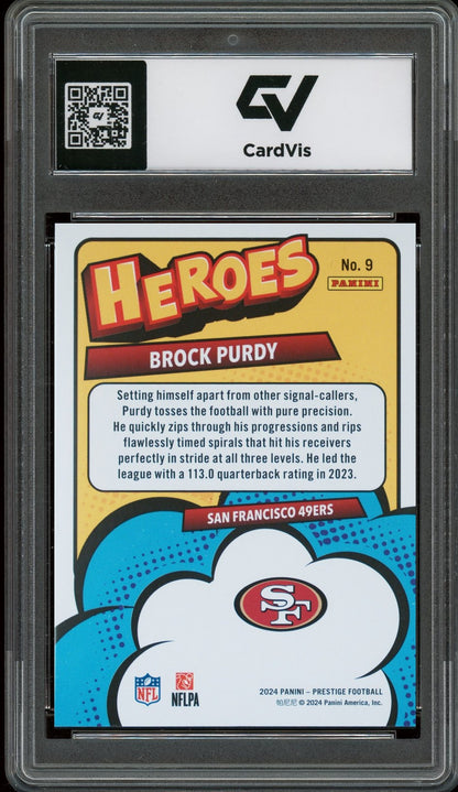 2024 Panini Prestige #9 Brock Purdy Heroes Graded 10 Gem Mint - Back