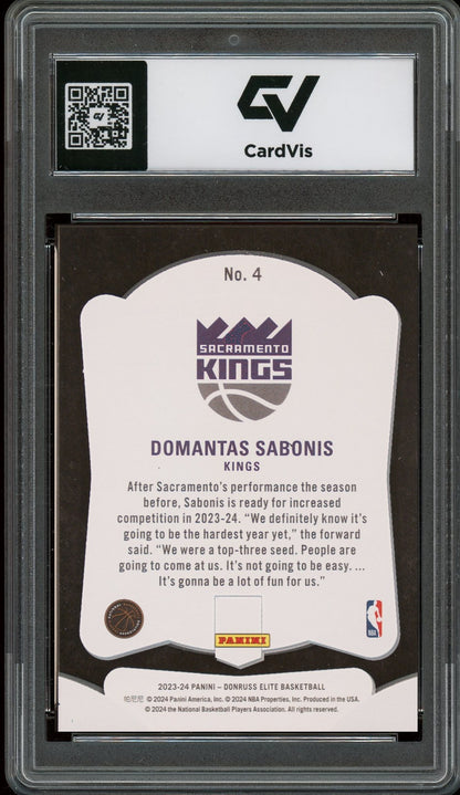 2023 Panini Donruss #4 Domantas Sabonis Elite Glass Masters Graded 10 Gem Mint - Back