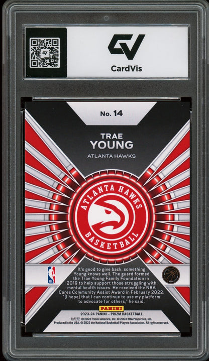 2023 Panini Prizm #14 Trae Young Dominance Graded 10 Gem Mint - Back