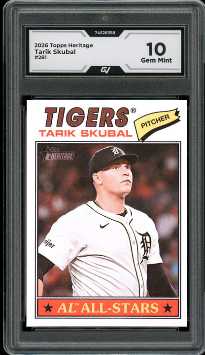 2026 Topps Heritage #281 Tarik Skubal Graded 10 Gem Mint - Front
