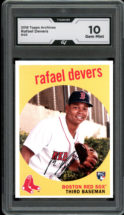2018 Topps Archives #40 Rafael Devers Rookie Card RC Graded 10 Gem Mint - Front