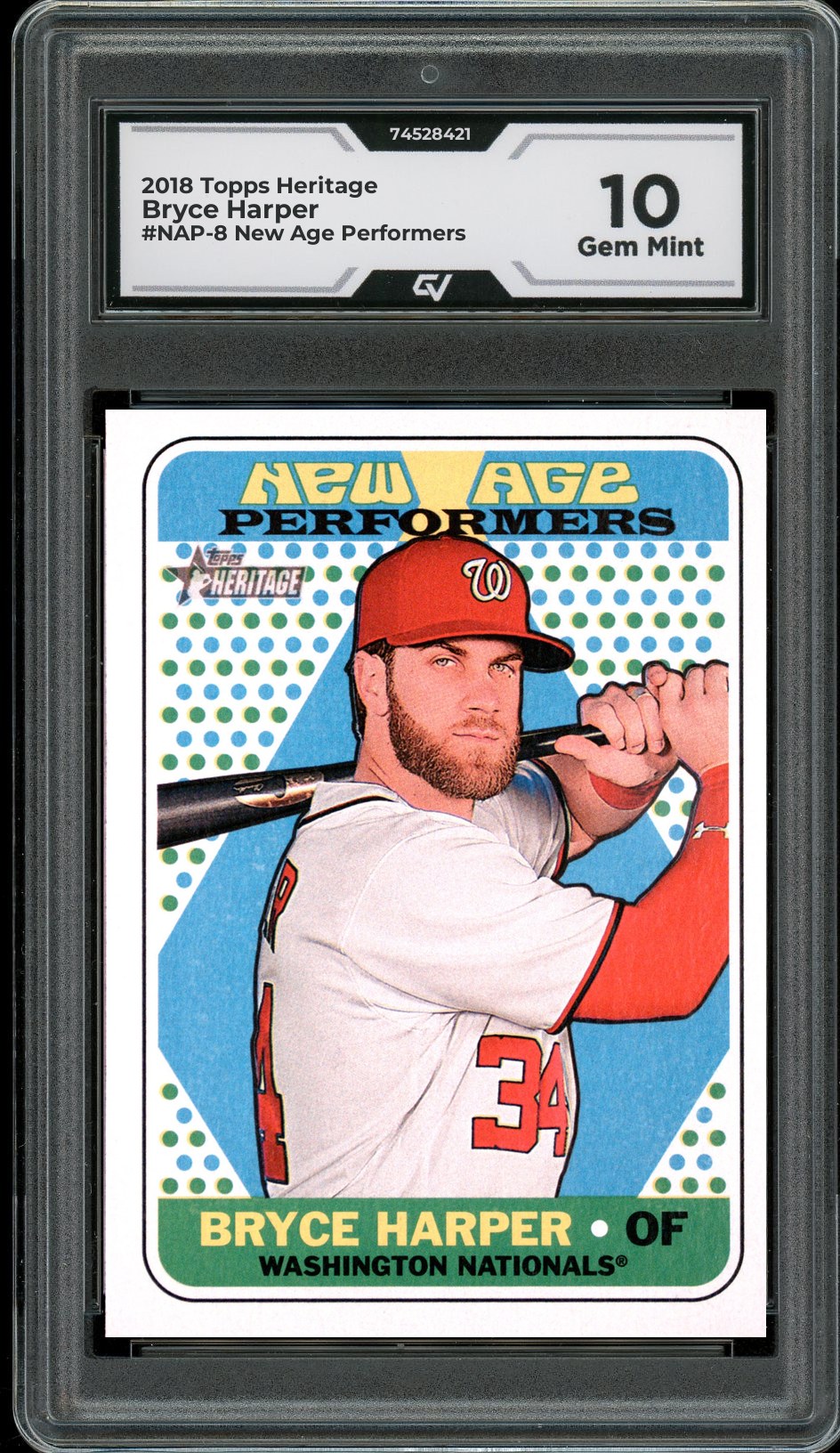 2018 Topps Heritage #NAP-8 Bryce Harper New Age Performers Graded 10 Gem Mint - Front