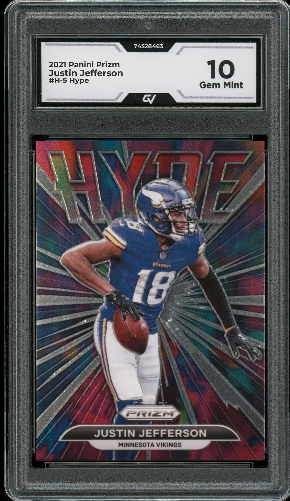 2021 Panini Prizm #H-5 Justin Jefferson Hype Graded 10 Gem Mint - Front