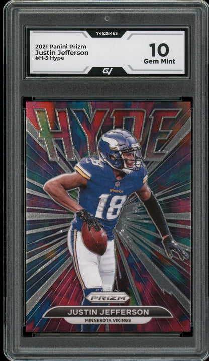 2021 Panini Prizm #H-5 Justin Jefferson Hype Graded 10 Gem Mint - Front