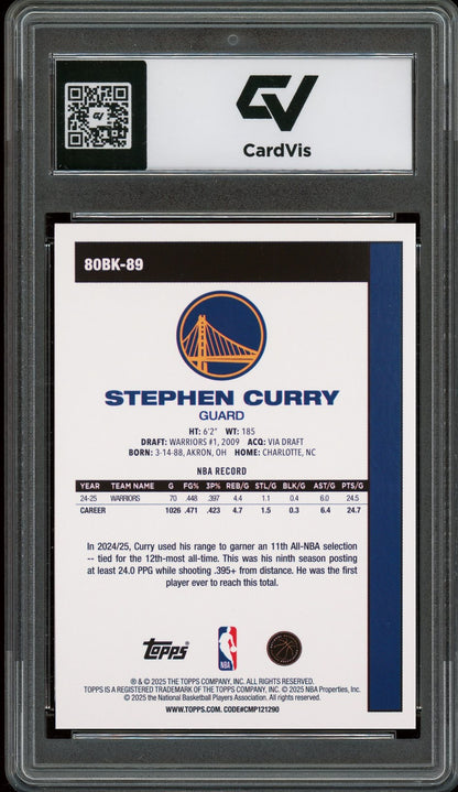 2025 Topps #80BK-89 Stephen Curry Graded 10 Gem Mint - Back