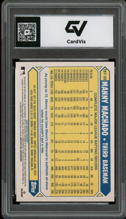 2022 Topps #T87-55 Manny Machado Graded 10 Gem Mint - Back