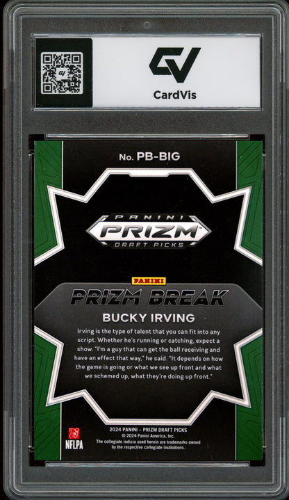 2024 Panini Prizm Draft Picks #PB-BIG Bucky Irving Prizm Break Rookie Card RC Graded 10 Gem Mint - Back
