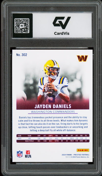 2024 Panini Prestige #302 Jayden Daniels Graded 10 Gem Mint - Back
