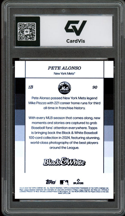 2024 Topps Black And White #90 Pete Alonso Graded 10 Gem Mint - Back