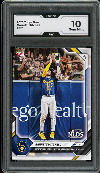 2026 Topps Now #773 Garrett Mitchell HR Robbery Graded 10 Gem Mint Presale