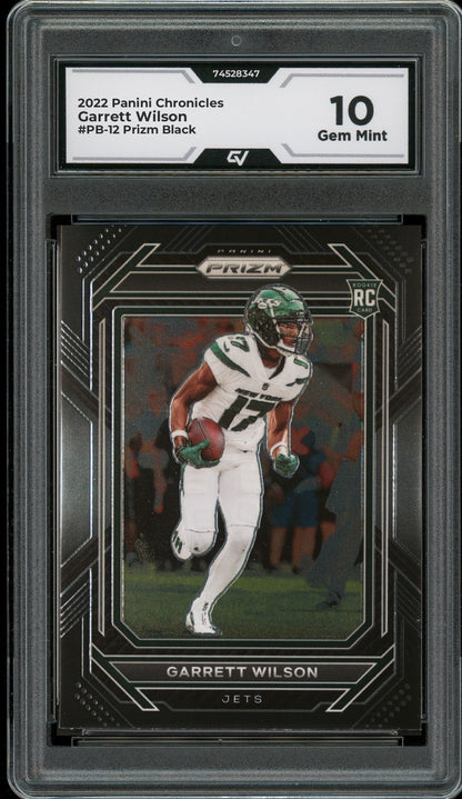 2022 Panini Chronicles #PB-12 Garrett Wilson Prizm Black Rookie Card RC Graded 10 Gem Mint - Front