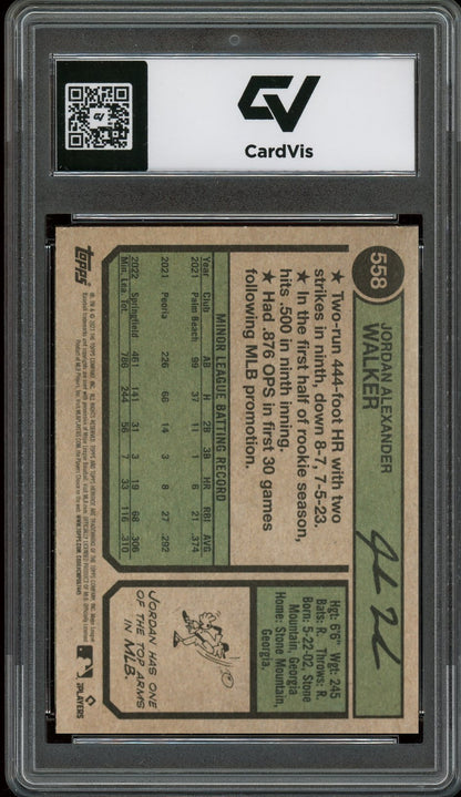 2023 Topps Heritage #558 Jordan Walker Rookie Card RC Graded 10 Gem Mint - Back